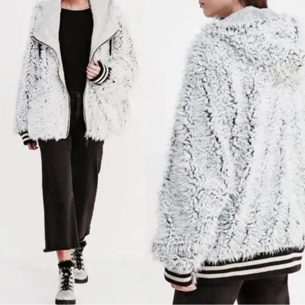 Free People Fuzzy Dolman Jacket - Gray